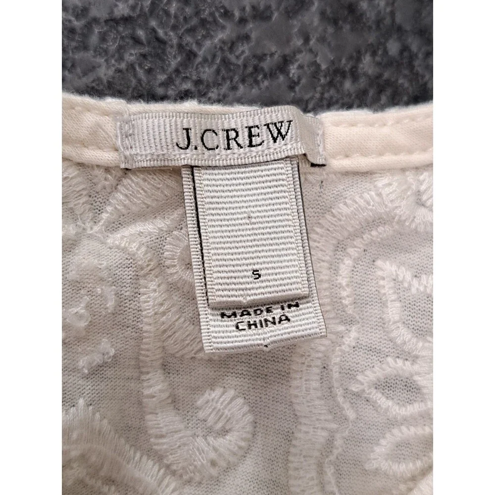 J Crew Top Ivory Textured Embroidered Jacquard Women's Size Small